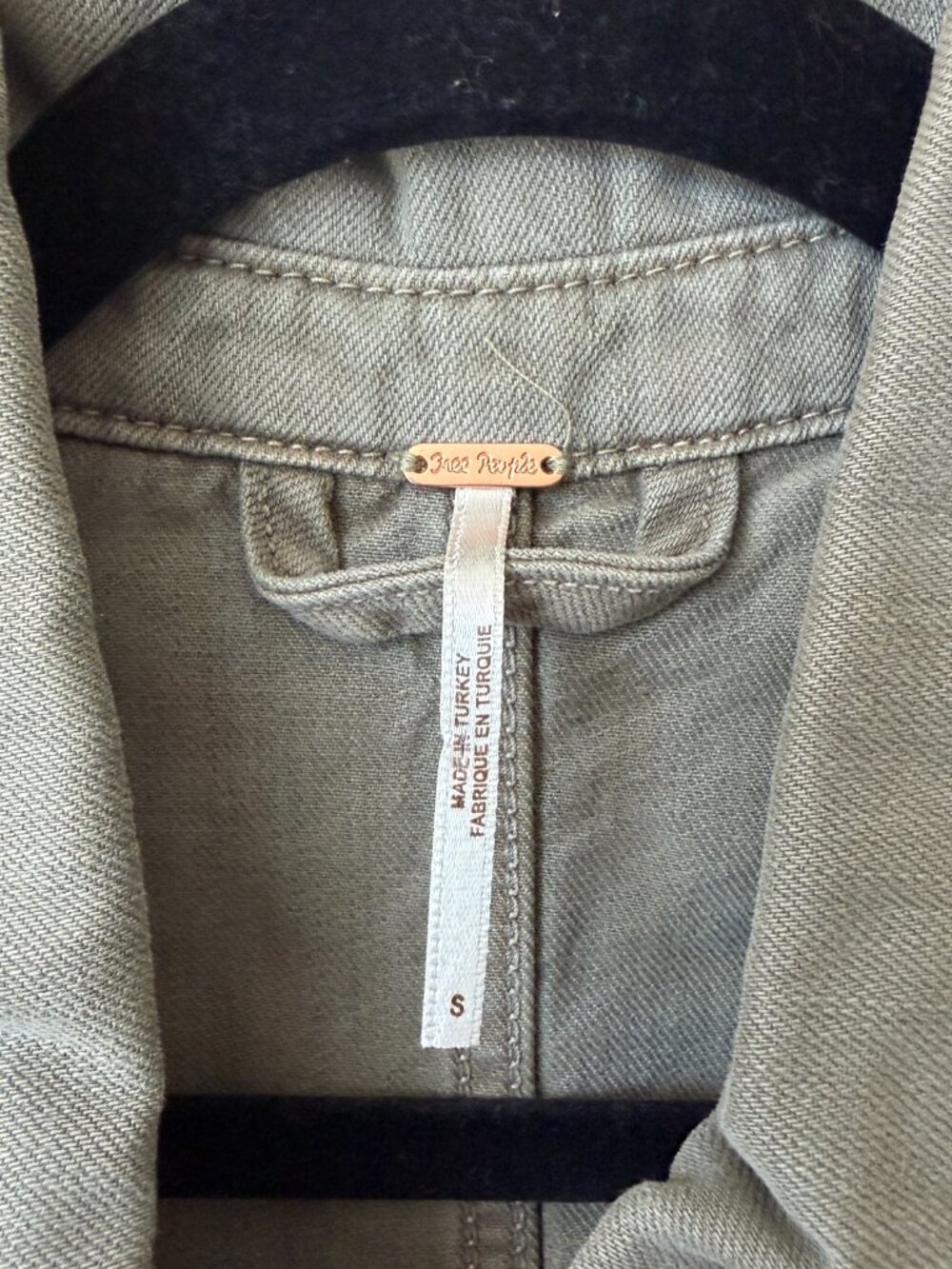 Free People Olive Distressed Cotton Denim Shirt Jacket Size S - Picture 4 of 6
